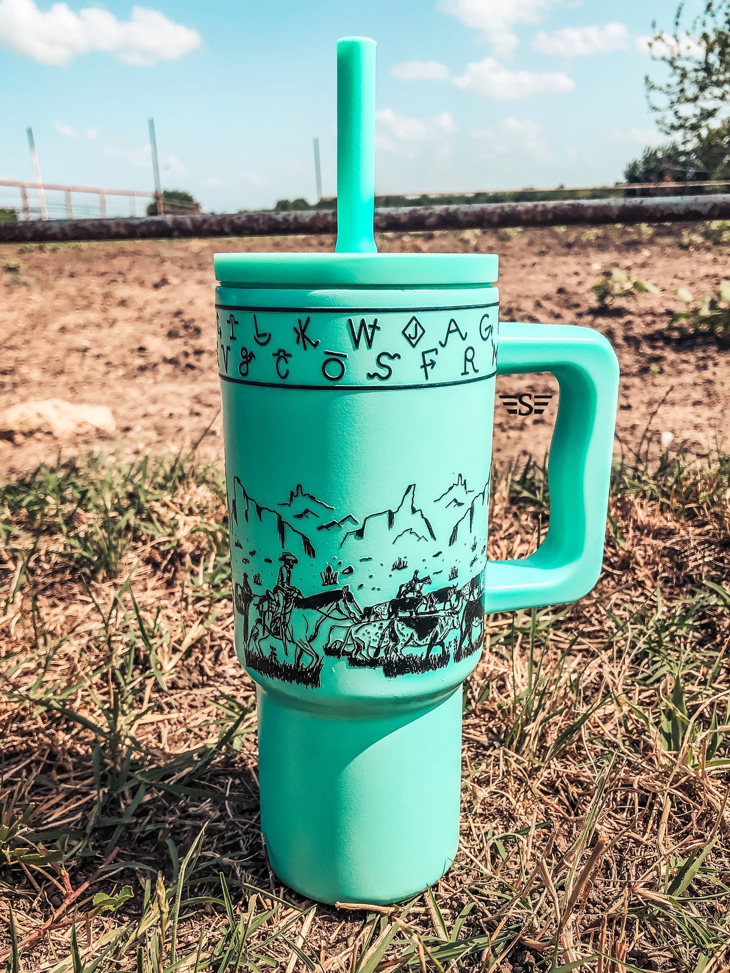 Kids 24oz Western Tumbler: Turquoise Hunting