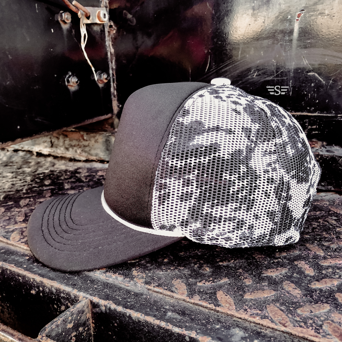 Cow Print Mesh Back Foam Trucker Cap: Black