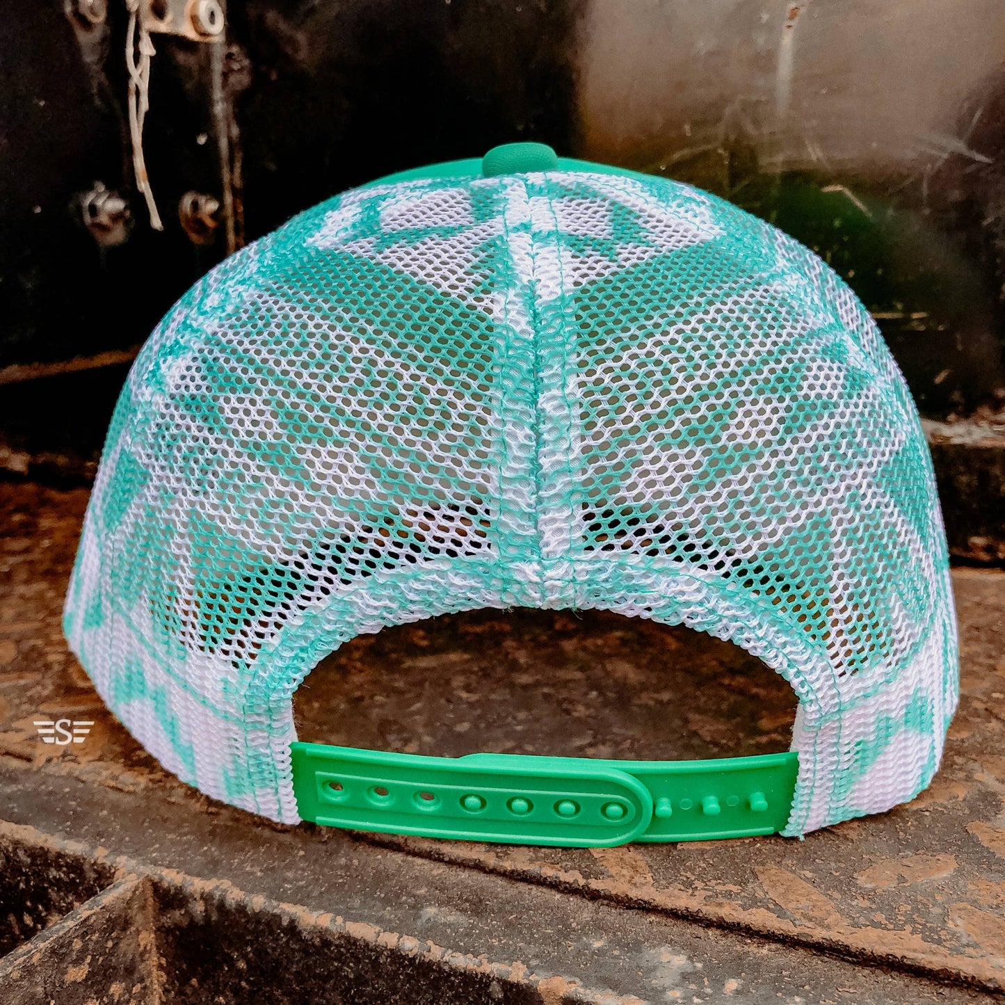 Aztec Mesh Back Foam Trucker Cap: Olive