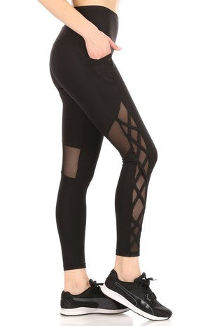 SOLID, THICK STRETCH KNIT, HIGH RISE ACTIVE SPORTS LEGGINGS