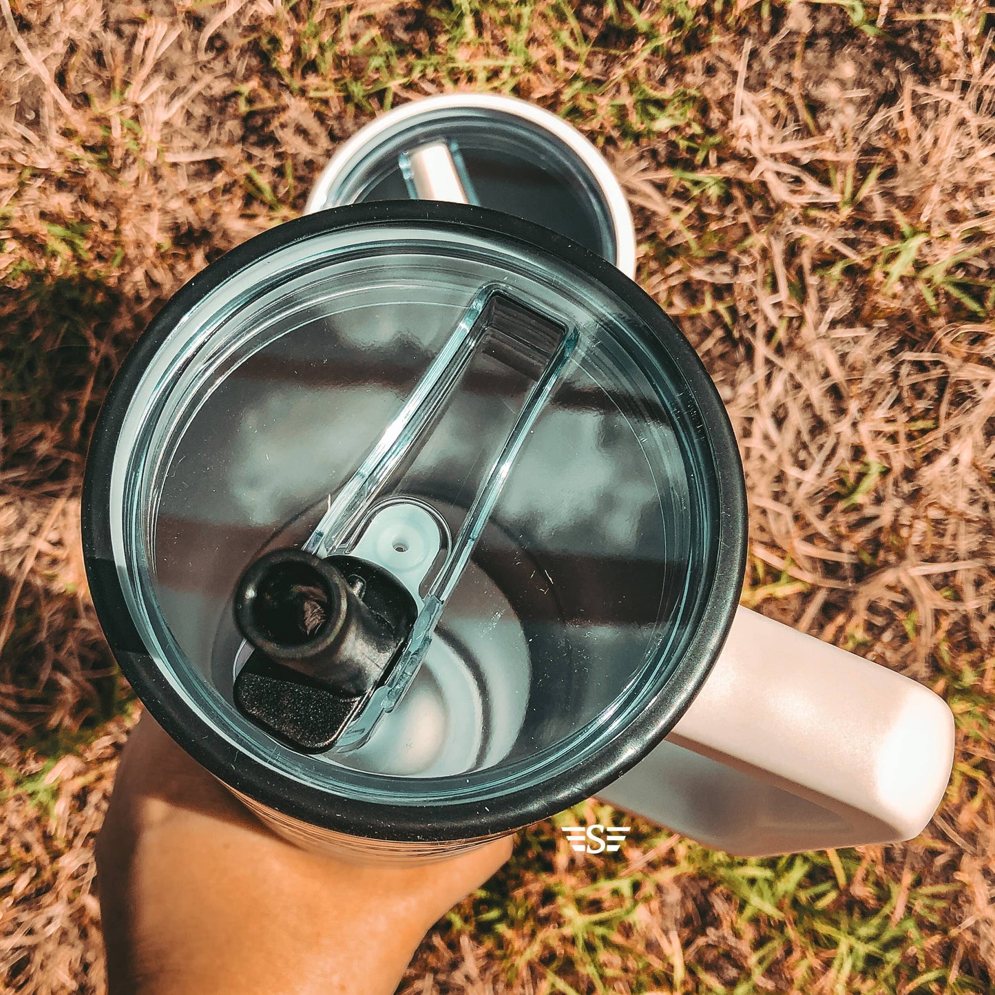 40oz Cup Folding Straw Lid: Black