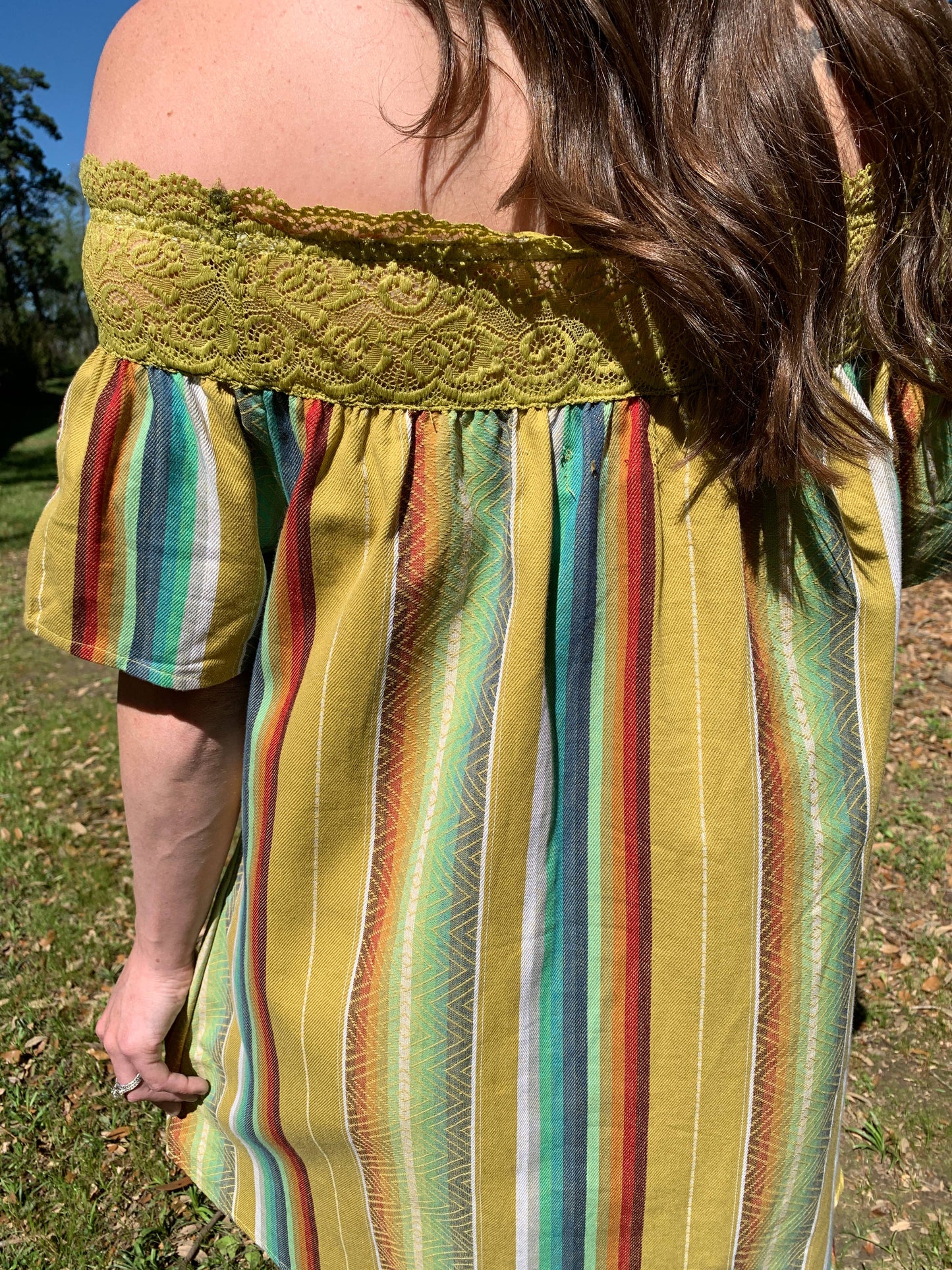 MK082 Odessa Off The Shoulder Midi Dress - 4 Colors: M / Mint Serape