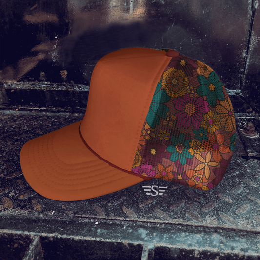 Floral Mesh Back Foam Trucker Cap