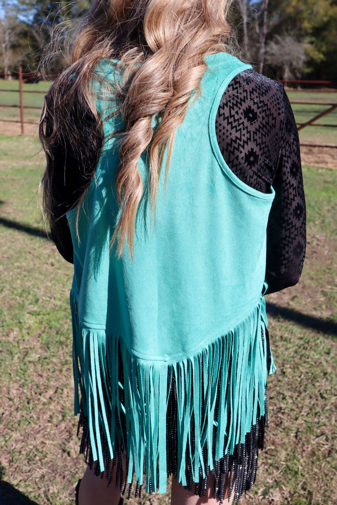 MK320 Ace in the Hole Vegan Suede Fringe Vest - 2 colors: Pink / Regular size