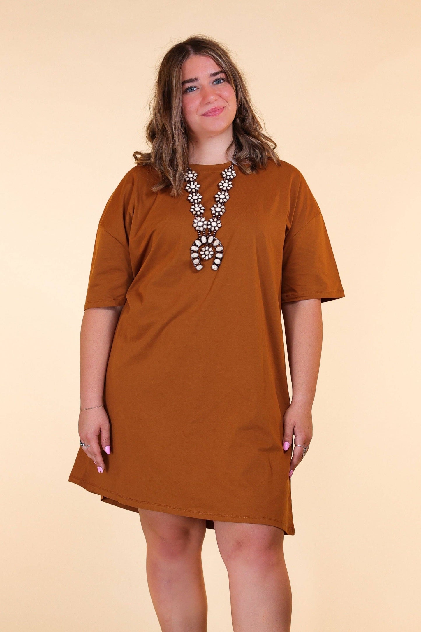 Rust T-shirt Dress: Rust / One Size