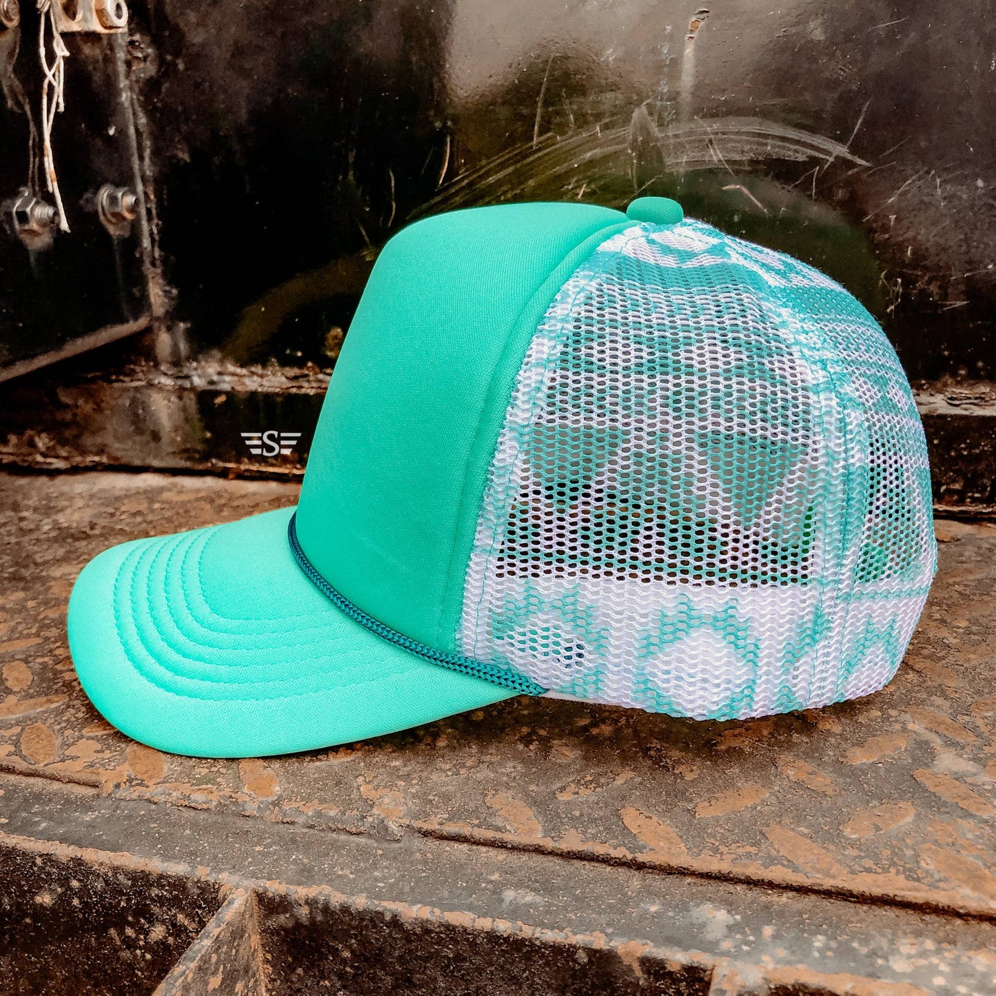 Aztec Mesh Back Foam Trucker Cap: Olive