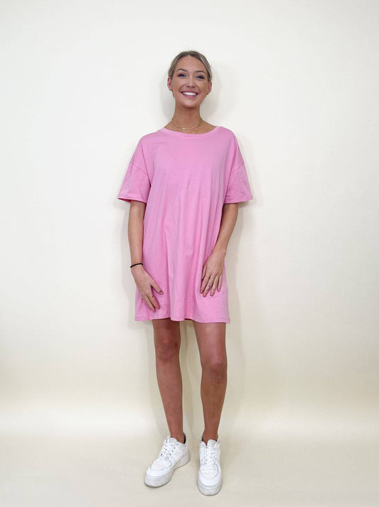 Pink T-Shirt Dress: Pink / One Size