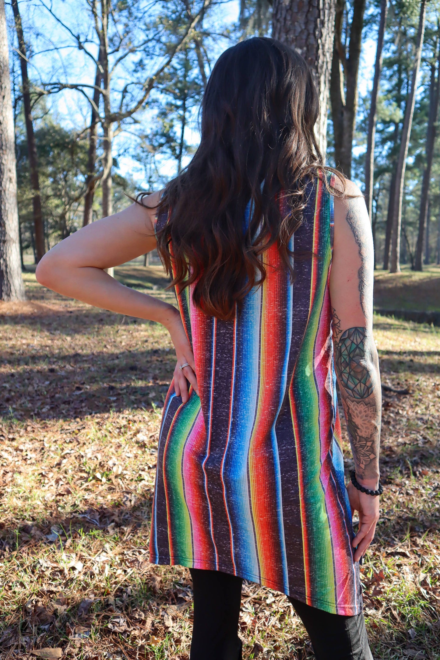 MK018 So Serape Sleeveless Fringe Detail Top: S / Serape