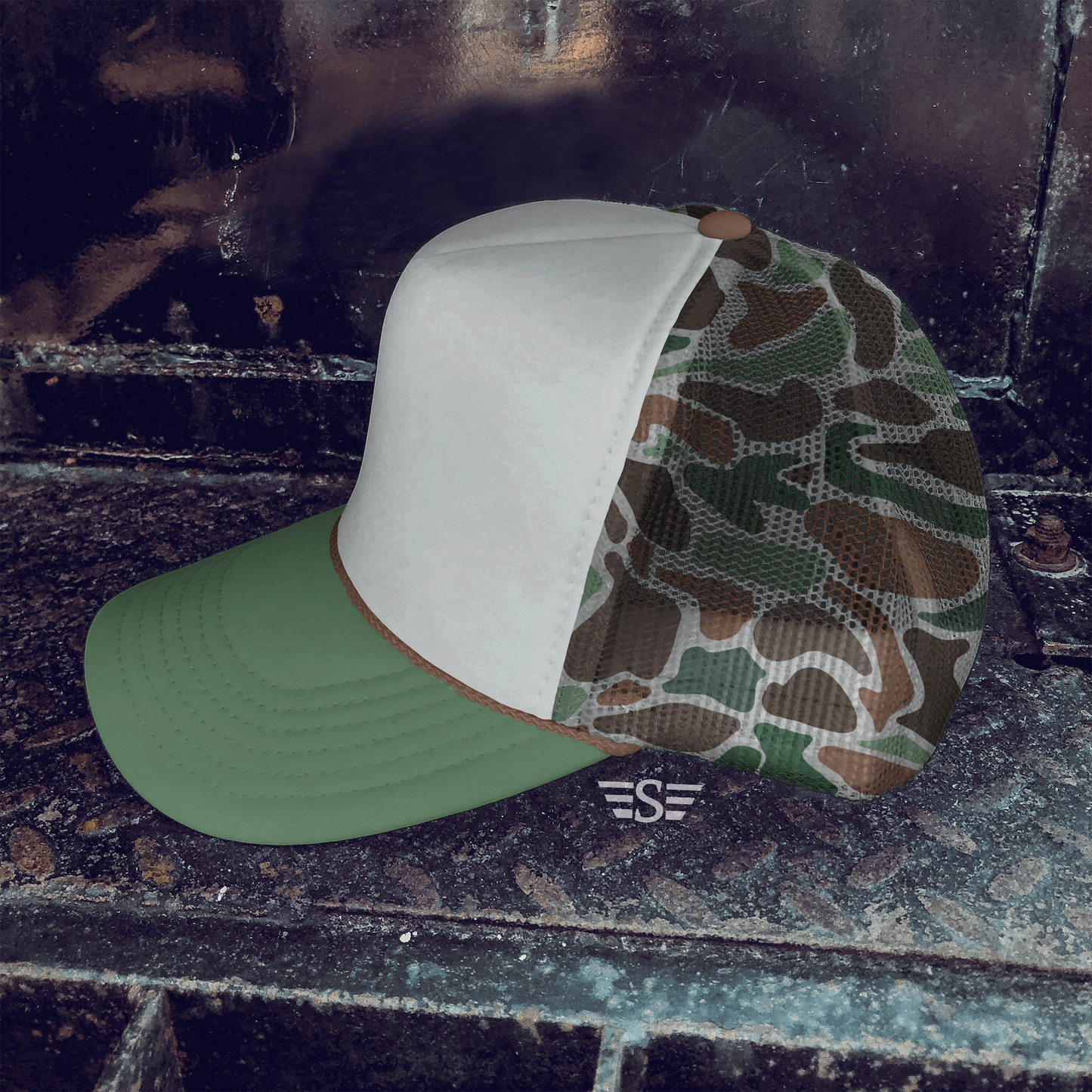 Duck Camo Mesh Back Foam Trucker Cap: Pink