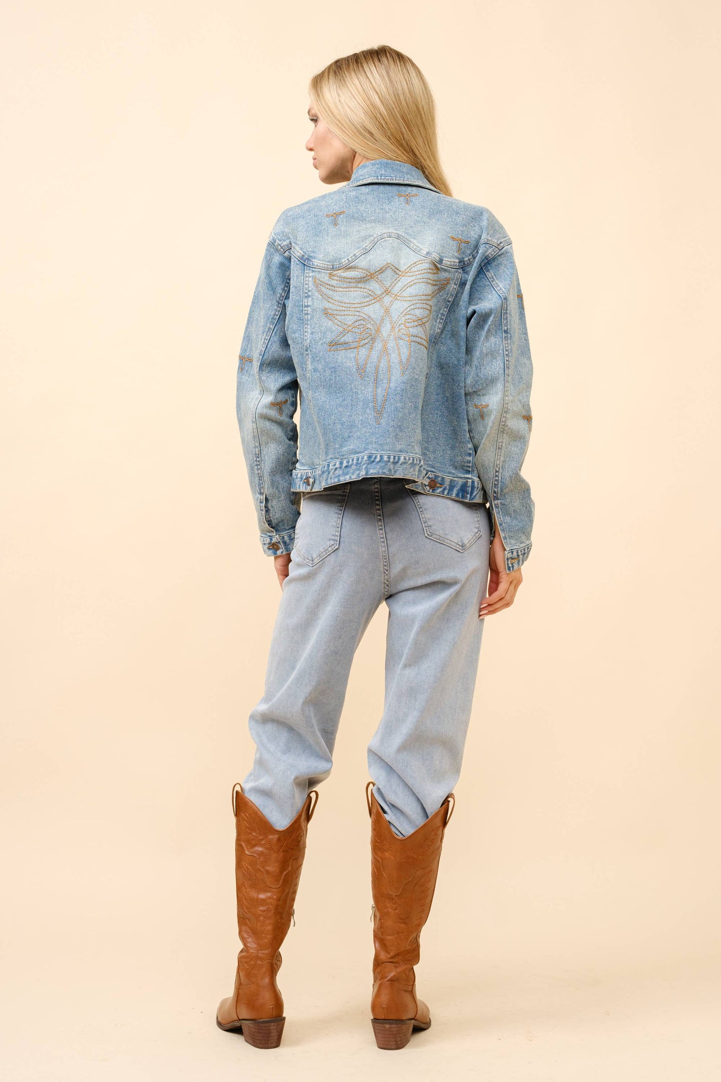 23144J - Boots Stitch Denim Trucker Jacket: MED WASH / L