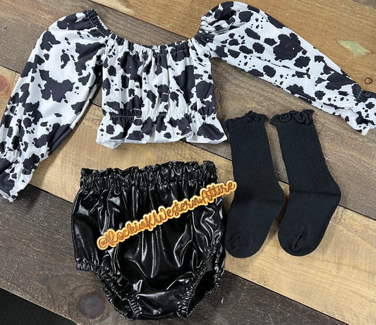 OFF THE SHOULDER COW PRINT TOP GIRL