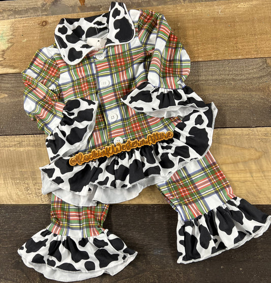 plaid cow print pjs