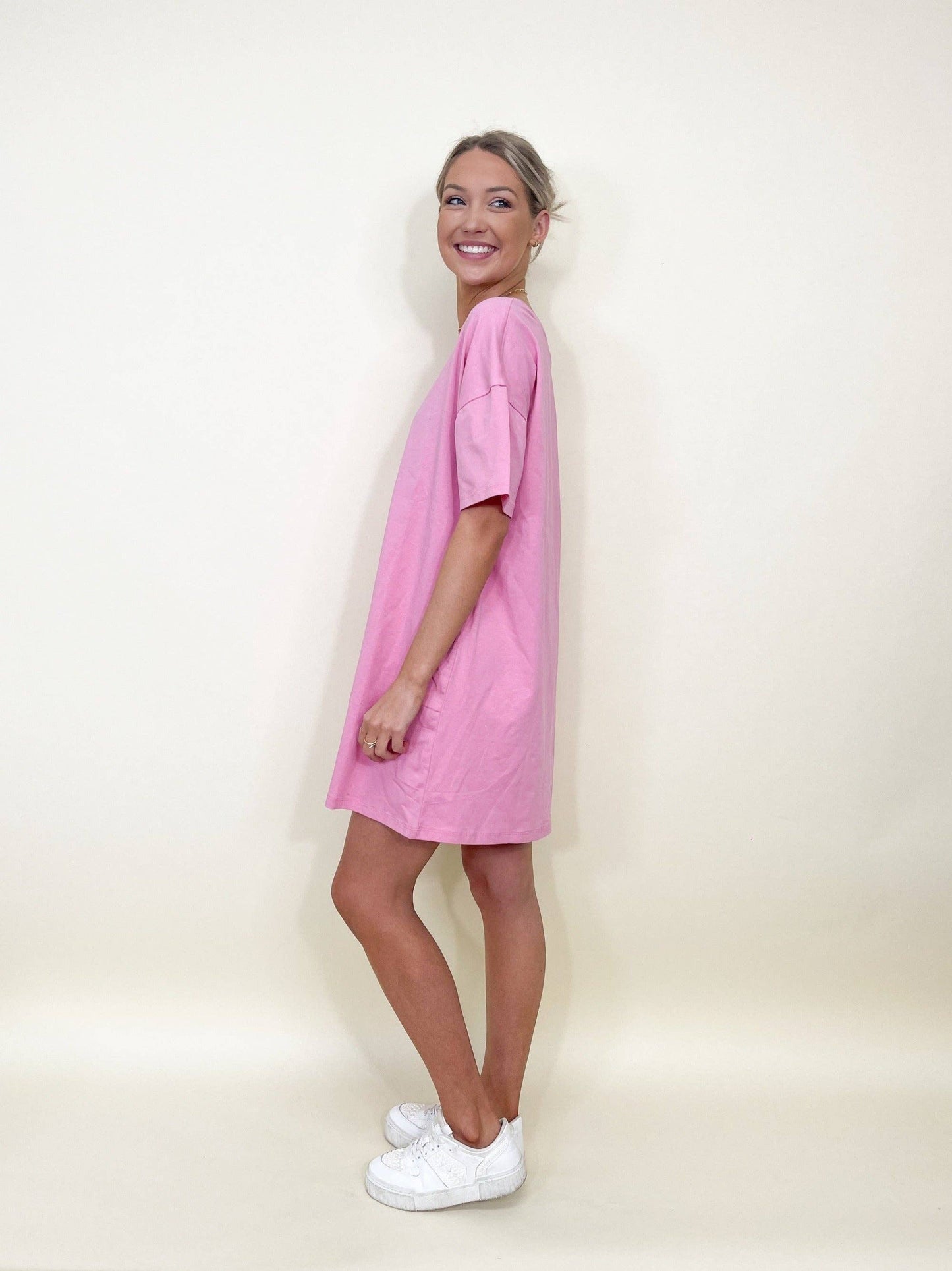 Pink T-Shirt Dress: Pink / One Size