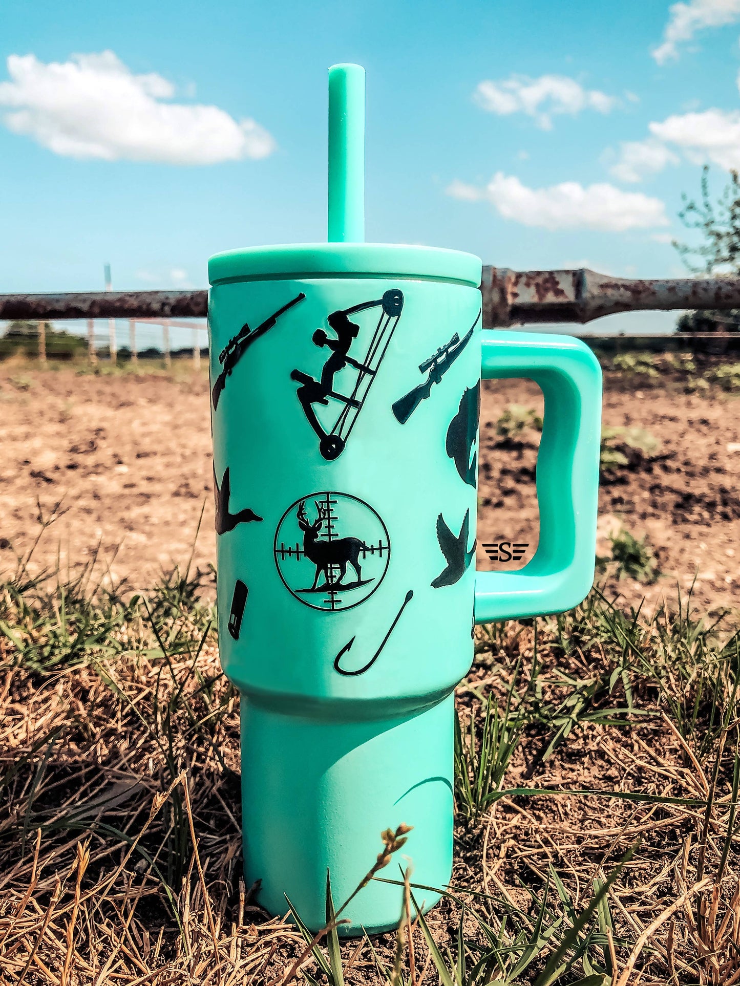 Kids 24oz Western Tumbler: Turquoise Cattle Drive