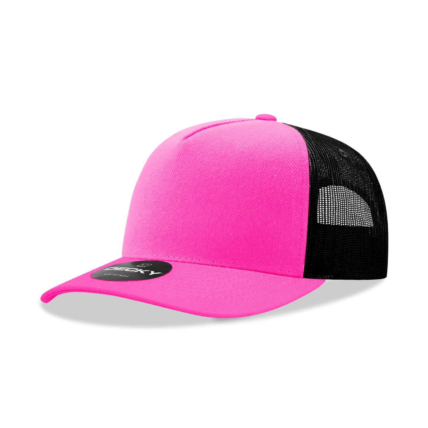 Decky 6030 - Classic, 5-Panel Retro Trucker Cap - 6030: Hot Pink/Black