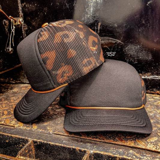 Leopard Mesh Back Foam Trucker Cap