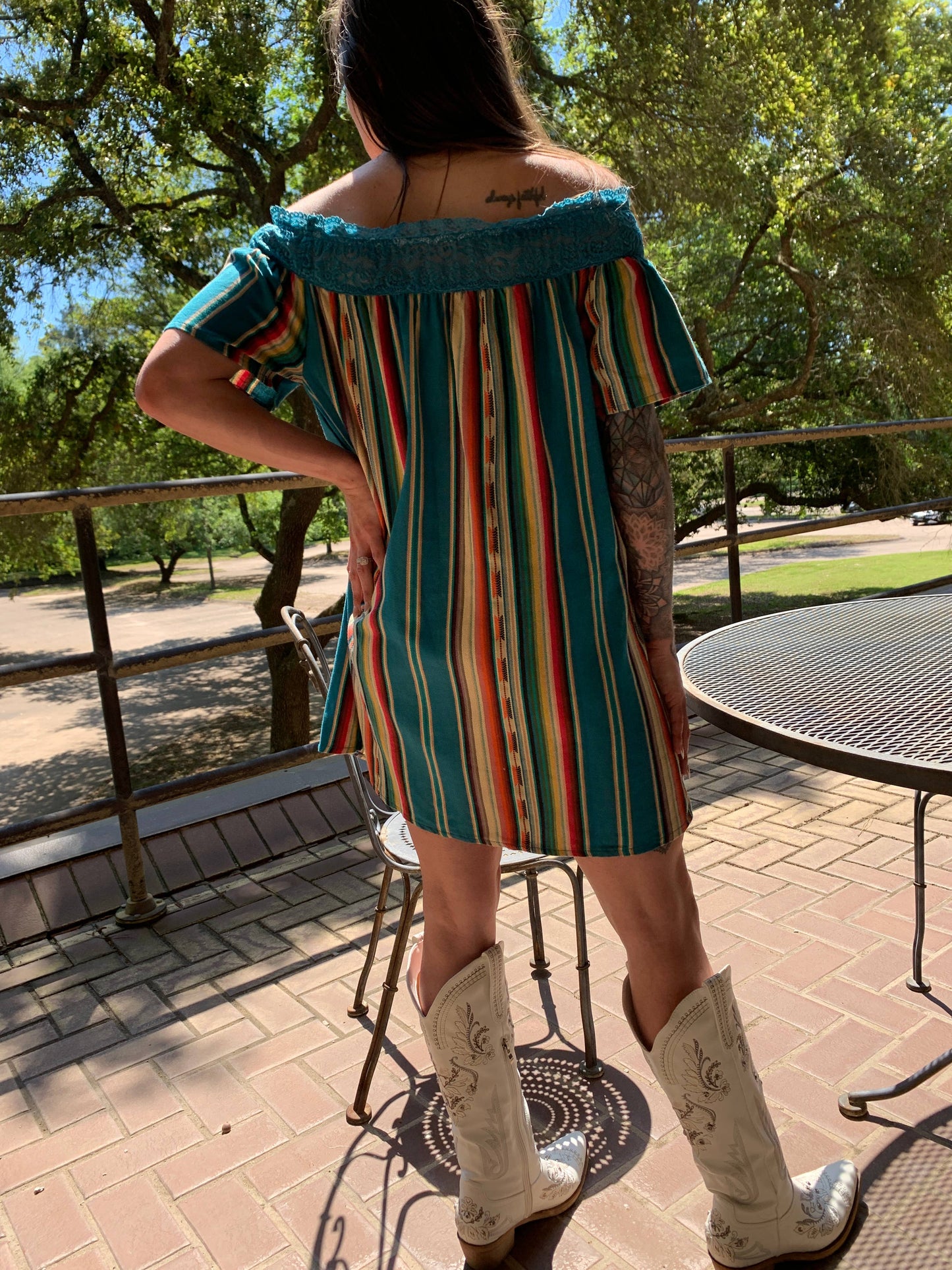 MK082 Odessa Off The Shoulder Midi Dress - 4 Colors: L / Mint Serape