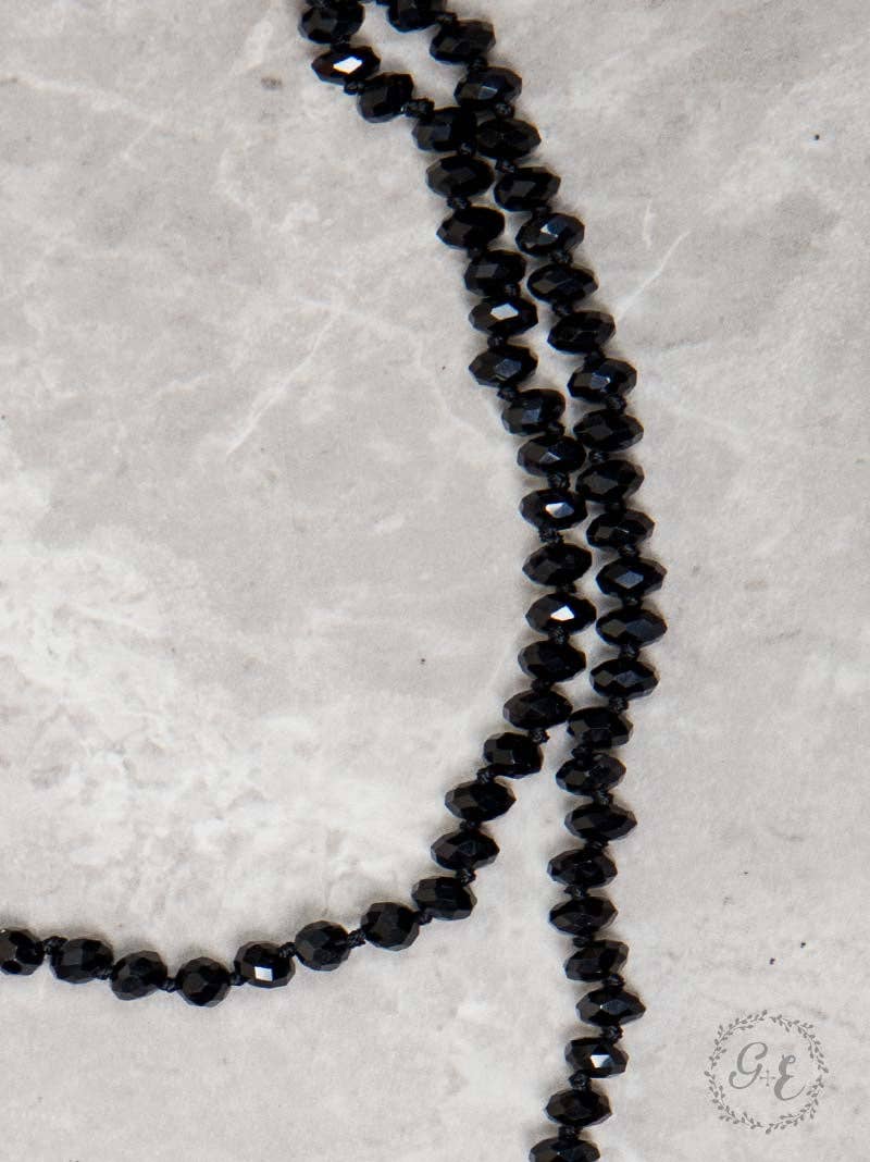 The Essential 60" Double Wrap Beaded Necklace, Black 8mm: Black / One Size