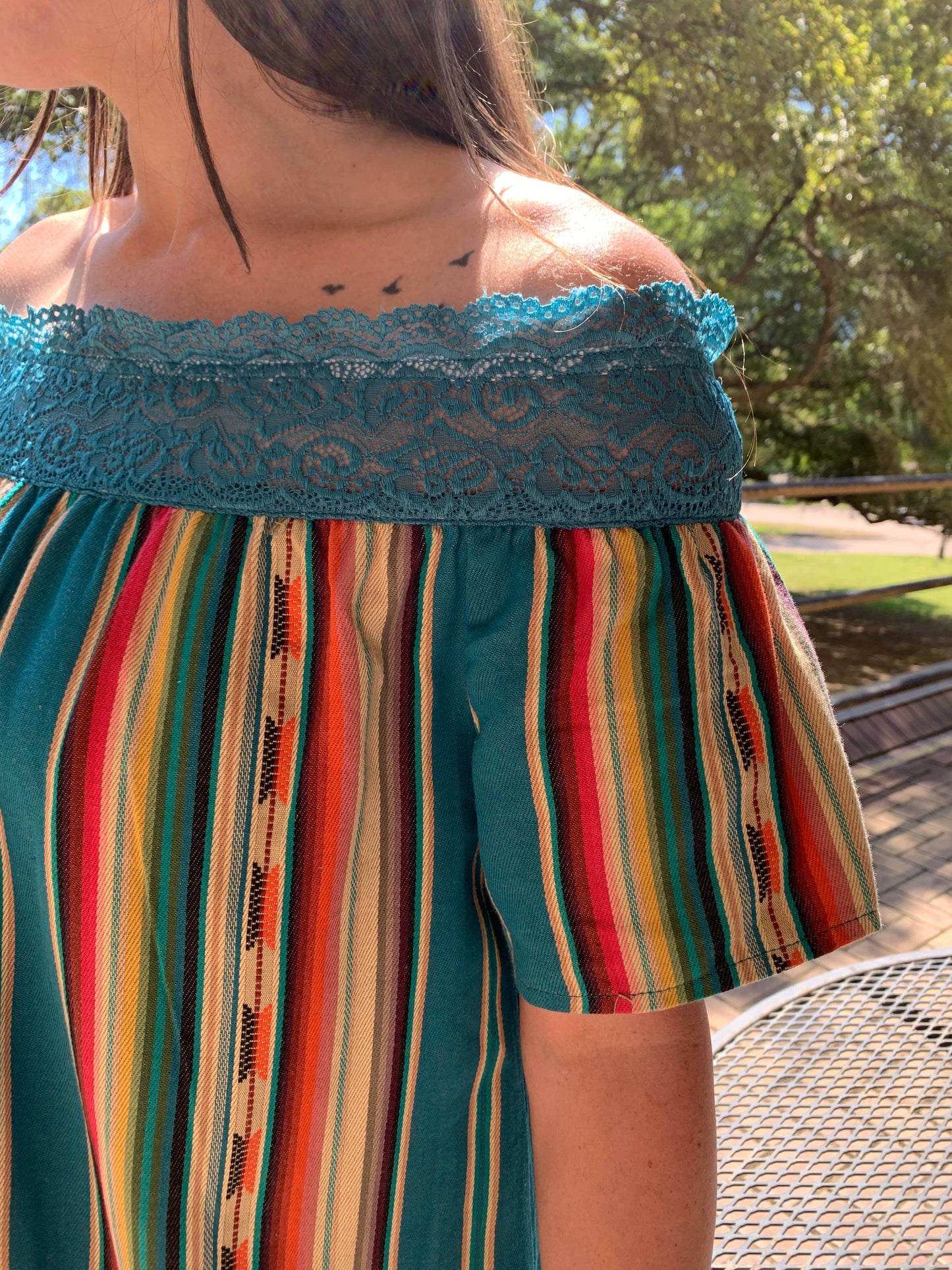 MK082 Odessa Off The Shoulder Midi Dress - 4 Colors: L / Mint Serape