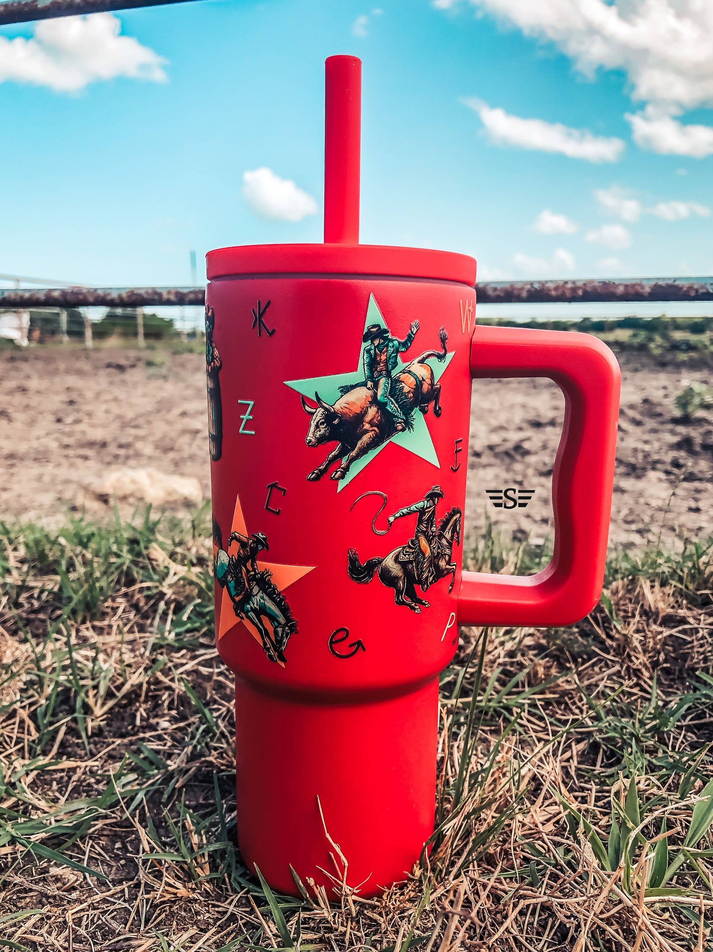 Kids 24oz Western Tumbler: Red Checked Tractor