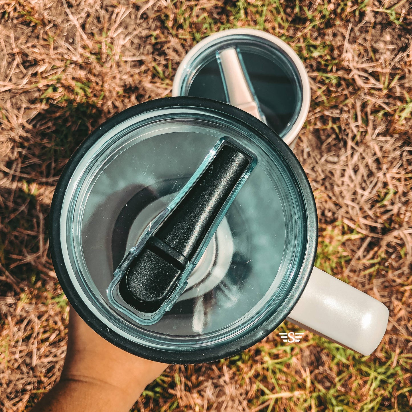 40oz Cup Folding Straw Lid: Black