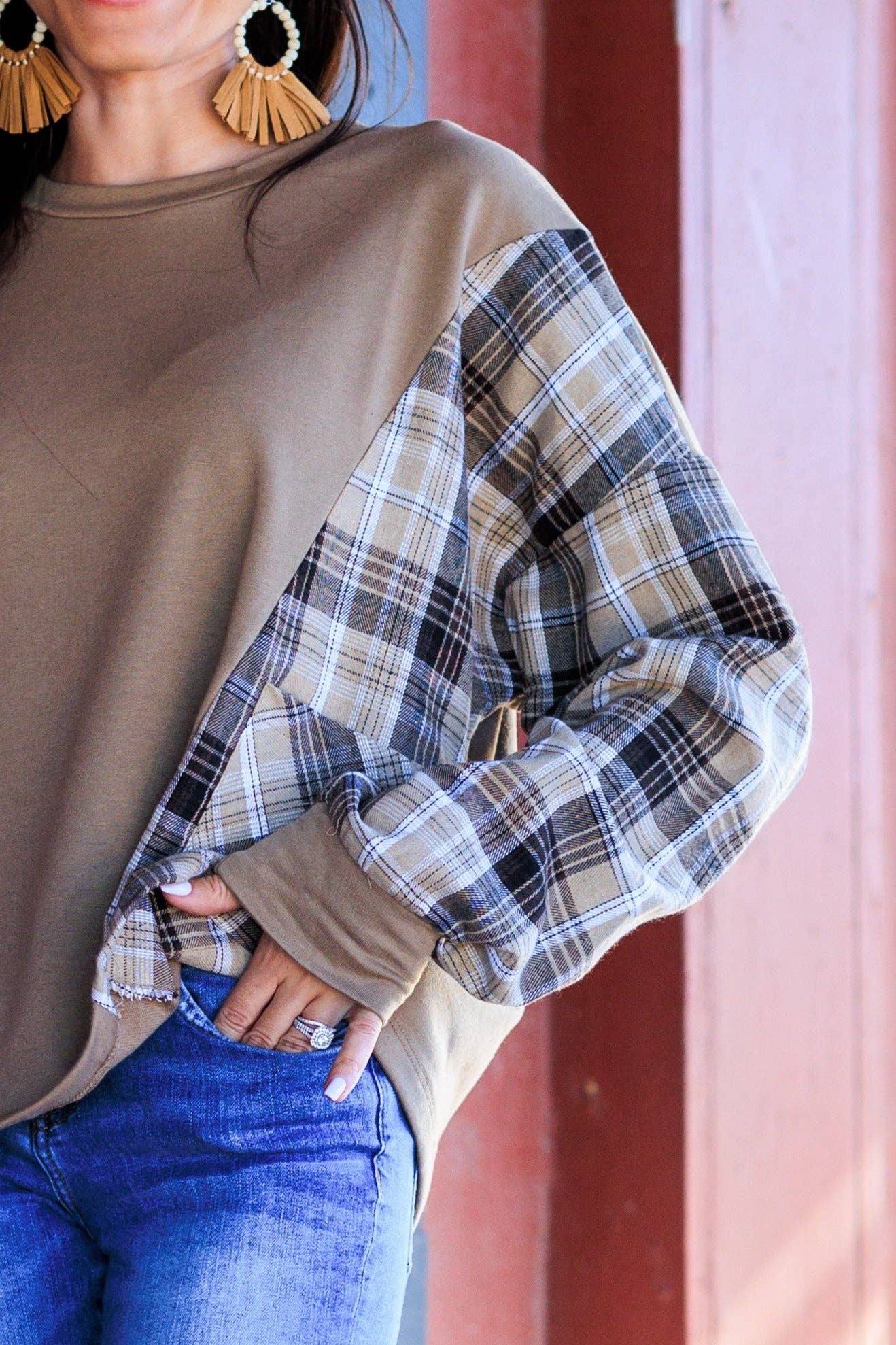 Good Girl Gone Plaid Top, Brown: Brown / Large