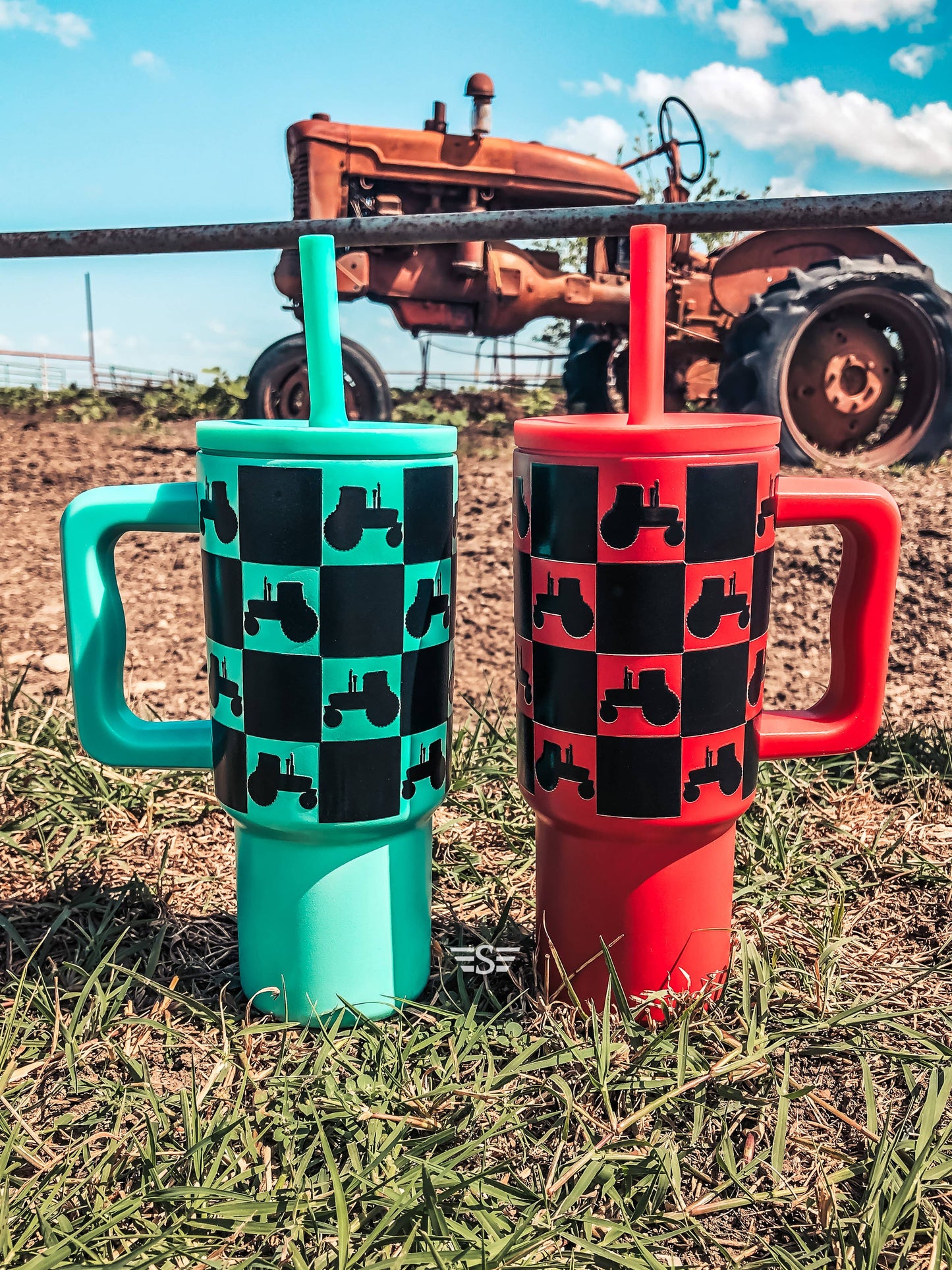 Kids 24oz Western Tumbler: Turquoise Cattle Drive