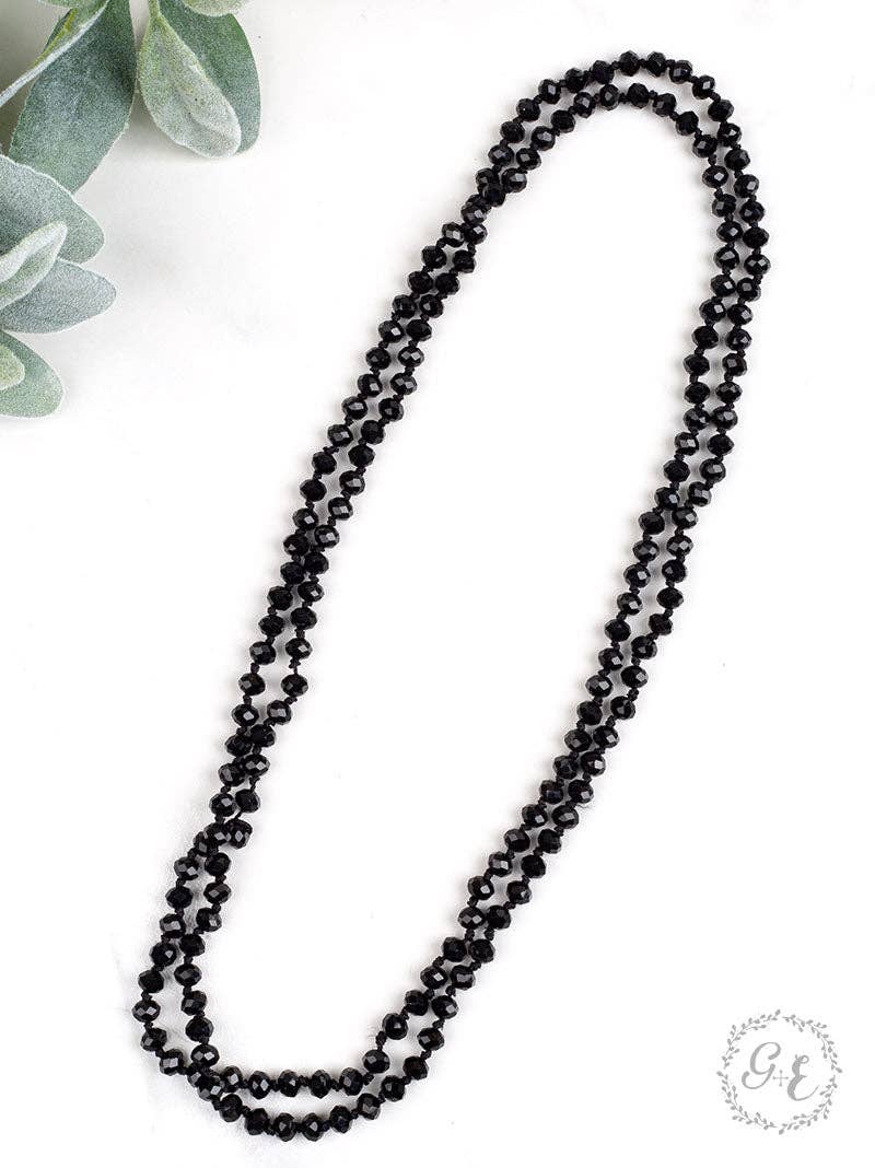 The Essential 60" Double Wrap Beaded Necklace, Black 8mm: Black / One Size