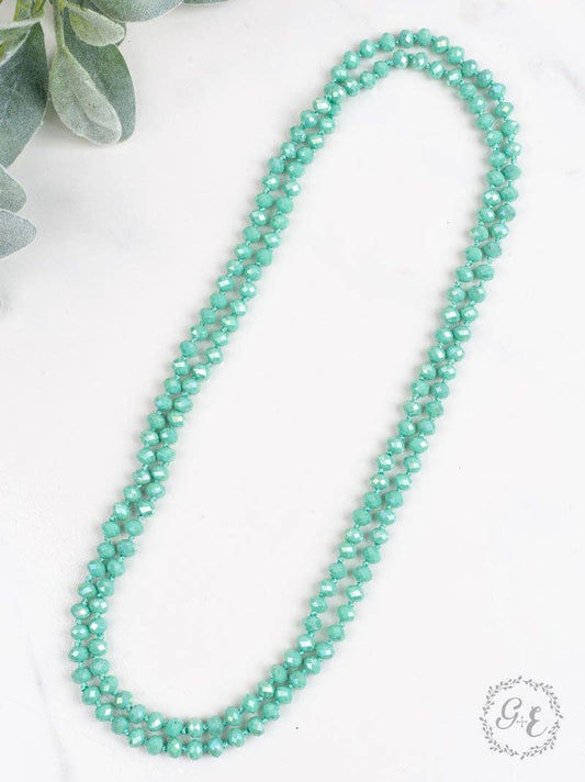 The Essential 60" Double Wrap Beaded Necklace, Iridescent Turquoise 8MM: Turquoise / One Size