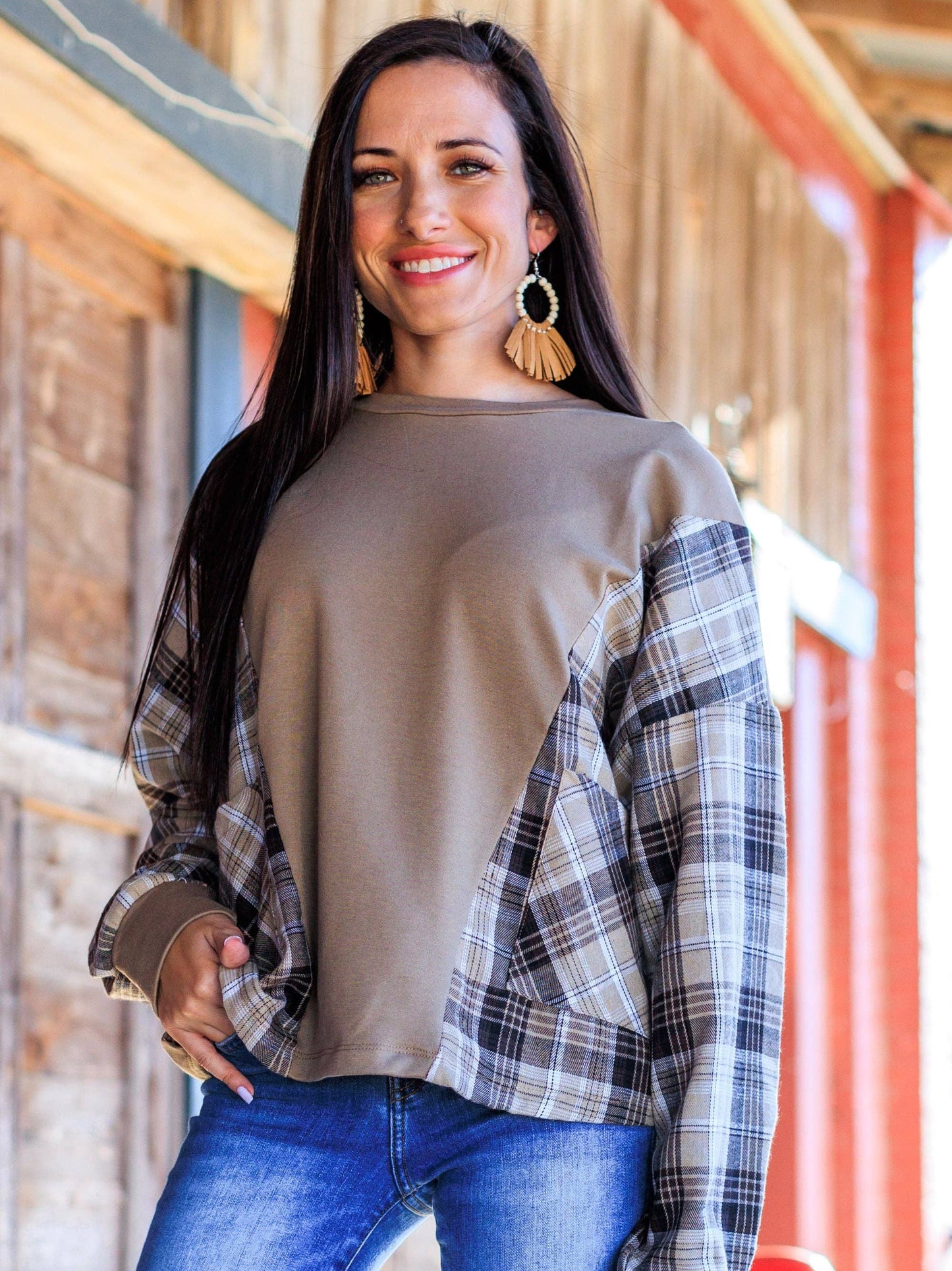 Good Girl Gone Plaid Top, Brown: Brown / Large