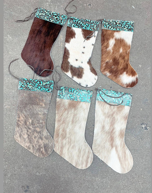 Turquoise leather Cowhide Stockings