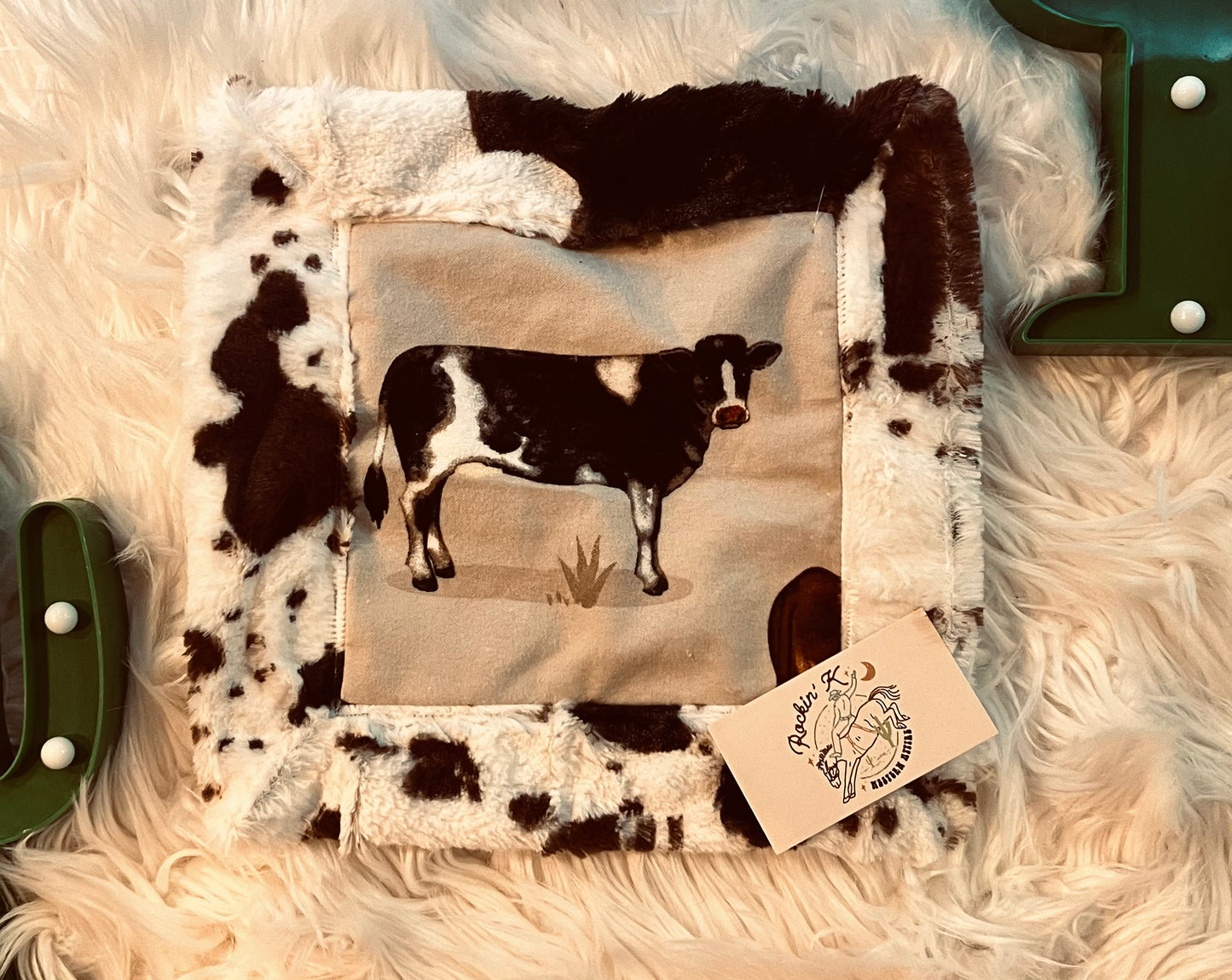 Cow Hide Minky & Flannel Cuddle Lovey