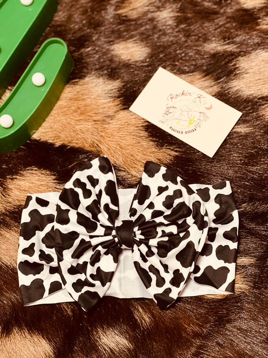 Cow print baby bow